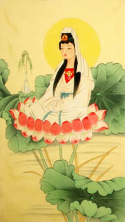 Chinese Kuan Yin Painting,55cm x 95cm,3809008-x