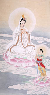 Chinese Kuan Yin Painting,66cm x 130cm,3809013-x