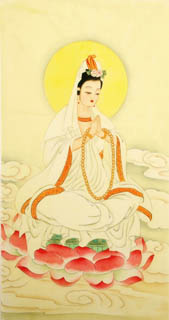 Chinese Kuan Yin Painting,50cm x 90cm,3809014-x