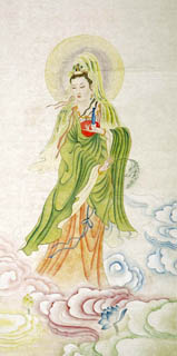 Chinese Kuan Yin Painting,66cm x 130cm,3809017-x