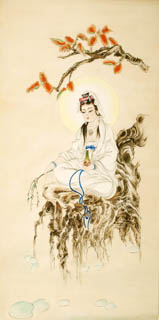 Chinese Kuan Yin Painting,66cm x 130cm,3809034-x