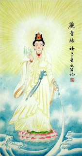 Chinese Kuan Yin Painting,34cm x 69cm,3811005-x