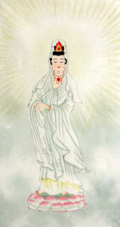 Chinese Kuan Yin Painting,65cm x 33cm,3811017-x