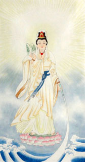 Chinese Kuan Yin Painting,34cm x 69cm,3811018-x