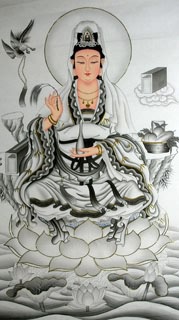 Chinese Kuan Yin Painting,66cm x 130cm,3811021-x
