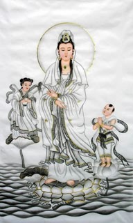 Chinese Kuan Yin Painting,66cm x 136cm,3811026-x