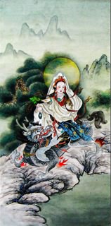 Chinese Kuan Yin Painting,66cm x 130cm,3816001-x