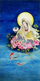 Chinese Kuan Yin Painting,66cm x 130cm,3816002-x
