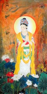 Chinese Kuan Yin Painting,66cm x 136cm,3817002-x