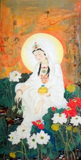 Chinese Kuan Yin Painting,66cm x 136cm,3817003-x