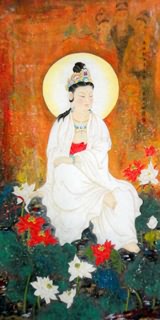 Chinese Kuan Yin Painting,66cm x 136cm,3817004-x
