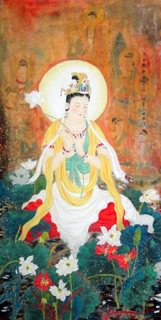 Chinese Kuan Yin Painting,66cm x 136cm,3817005-x