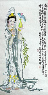 Chinese Kuan Yin Painting,50cm x 100cm,xhjs31118019-x