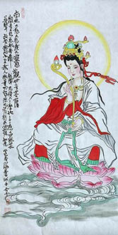 Chinese Kuan Yin Painting,50cm x 100cm,xhjs31118021-x