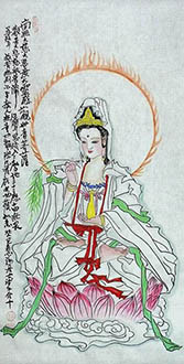 Chinese Kuan Yin Painting,50cm x 100cm,xhjs31118022-x