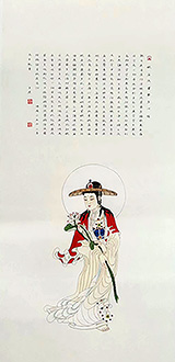 Chinese Kuan Yin Painting,50cm x 100cm,zx31194001-x
