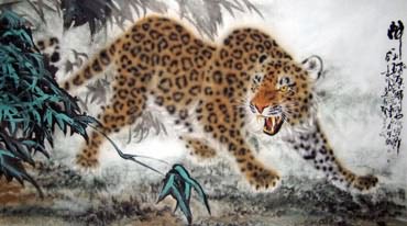 Chinese Leopard Painting,97cm x 180cm,4486001-x
