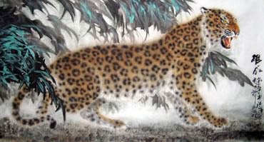 Chinese Leopard Painting,97cm x 180cm,4486004-x