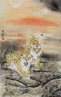 Chinese Leopard Painting,60cm x 90cm,4488001-x