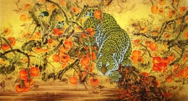 Chinese Leopard Painting,90cm x 170cm,4682003-x