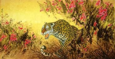 Chinese Leopard Painting,66cm x 130cm,4682006-x