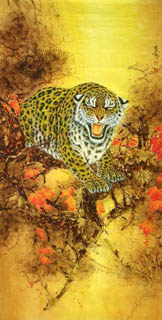 Chinese Leopard Painting,66cm x 136cm,4682007-x