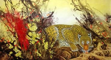 Chinese Leopard Painting,90cm x 180cm,4682016-x