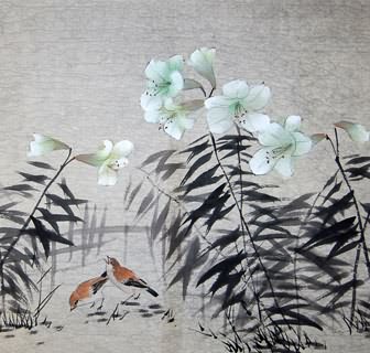 Chinese Lily Painting,69cm x 69cm,2322011-x
