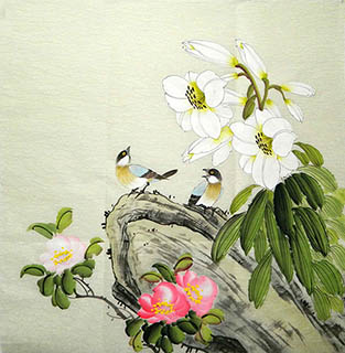 Chinese Lily Painting,68cm x 68cm,2327033-x
