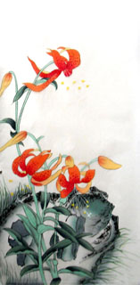 Chinese Lily Painting,25cm x 45cm,2336026-x