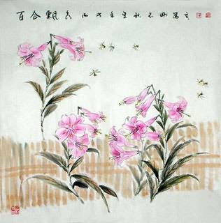 Chinese Lily Painting,69cm x 69cm,2360028-x