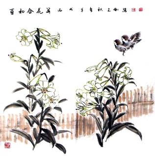 Chinese Lily Painting,69cm x 69cm,2360029-x