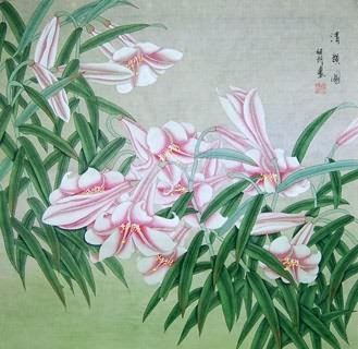 Chinese Lily Painting,69cm x 69cm,2404001-x