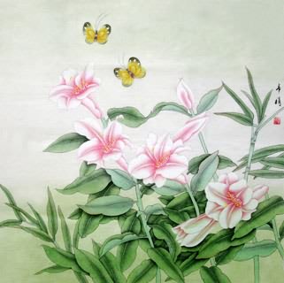 Chinese Lily Painting,66cm x 66cm,2607013-x
