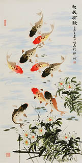 Chinese Lily Painting,68cm x 136cm,mh21175006-x