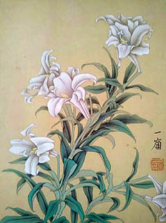 Chinese Lily Painting,27cm x 39cm,nx21170001-x