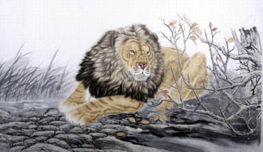 Chinese Lion Painting,96cm x 180cm,4733041-x
