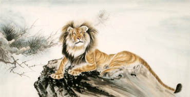 Chinese Lion Painting,66cm x 130cm,4733042-x