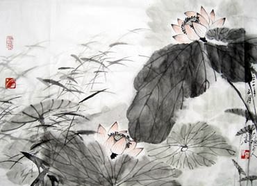 Chinese Lotus Painting,50cm x 65cm,2318003-x