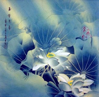 Chinese Lotus Painting,66cm x 66cm,2319006-x