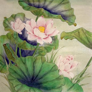 Chinese Lotus Painting,66cm x 66cm,2319009-x
