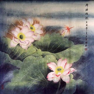 Chinese Lotus Painting,66cm x 66cm,2319016-x
