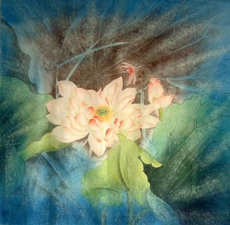 Chinese Lotus Painting,66cm x 66cm,2319019-x