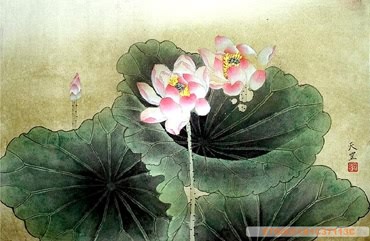 Chinese Lotus Painting,50cm x 33cm,2320002-x