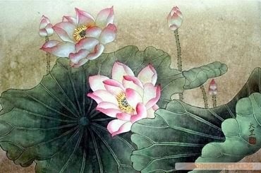 Chinese Lotus Painting,50cm x 33cm,2320007-x