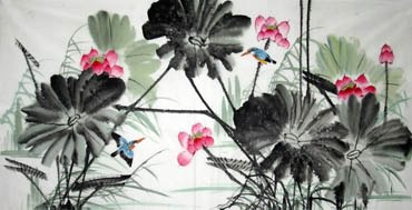 Chinese Lotus Painting,69cm x 138cm,2322002-x