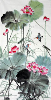 Chinese Lotus Painting,69cm x 138cm,2322006-x