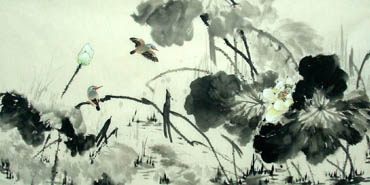 Chinese Lotus Painting,66cm x 136cm,2322009-x