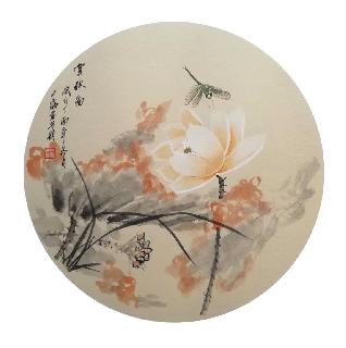 Chinese Lotus Painting,50cm x 50cm,2324049-x