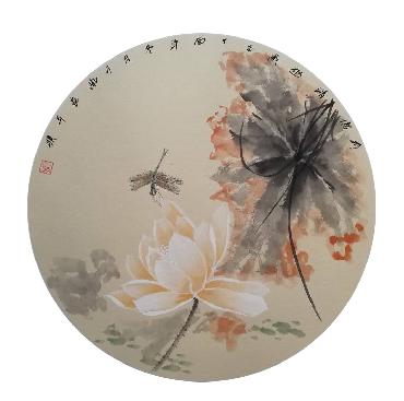 Chinese Lotus Painting,50cm x 50cm,2324050-x